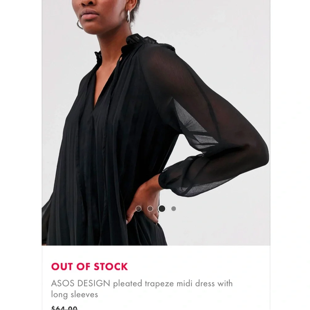 ASOS DESIGN pleated trapeze midi dress with long sleeves - Picture 4 of 8